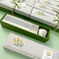 Coffret cadeau de luxe vert personnalisé avec tasse brodée, emballage alimentaire haut de gamme, boîtes rigides, laminage mat, gaufrage