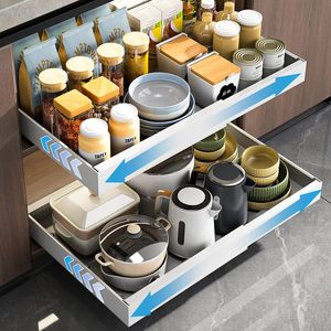 <span class=keywords><strong>Organizer</strong></span> estraibile per armadi estraibili pesanti espandibili cassetti stendi ripiani per l'organizzazione di mobili da cucina - Product Image 1