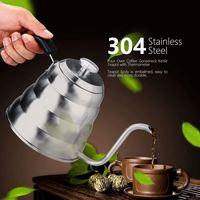 Bouilloire à café à bec de cygne en acier inoxydable 1200 ml, écologique, moderne, pour café filtre, avec thermomètre, finition miroir argentée