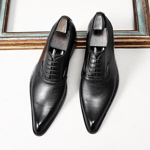 Chaussures Oxford pour hommes en cuir respirant à bout carré et lacets, élégantes pour le bureau et les occasions formelles, couleur noire - Product Image 3