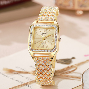 Nouvelle Arrivée Montre Femme à Bracelet Carré en Acier Allié, Mouvement Quartz, Style Coréen, Grand Cadran Incrusté de Strass, pour Étudiante - Product Image 1