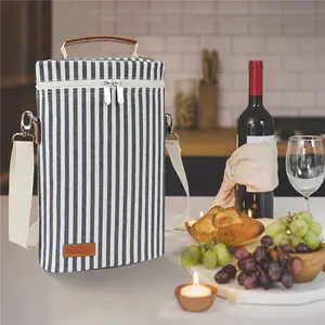 Isolé Rembourré Thermique 2 Bouteille Vin Transporteur Glacière Sac Dégustation Fête Cadeau Gagner Bouteille Sac Fourre-Tout pour Noël