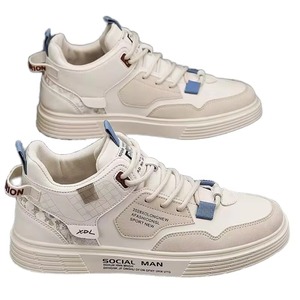 Autumn Men's Breathable Mesh Upper High-<b>top</b> Lace-up Running Shoes White Thick-soled Sports Casual Sneakers - Product Image 3