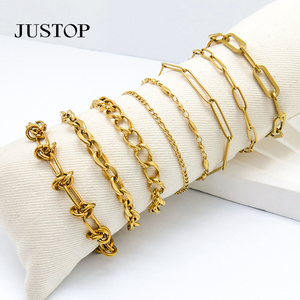 Stainless Steel New Arrival 18K Gold Plated Link Chain Women Bracelet Punk