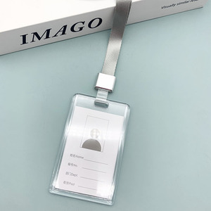 Вертикальный акриловый бейдж для удостоверения личности, держатель для карт с ремешком на шею, прозрачный, для банковских и кредитных карт, аксессуары - Product Image 5