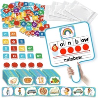 Boîtes d'Éveil Phonétique Elkonin Tableau d'Écriture Effaçable à Sec (EVA) avec Tuiles Magnétiques pour l'Orthographe/Lecture/Jeux Sonores Enfants