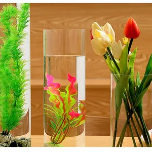 Vaso de acrílico personalizado de alta qualidade, vaso quadrado longo de acrílico transparente para decoração de casa e hotel