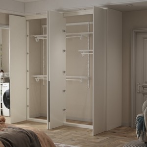 Petites étagères en fil métallique pour garde-manger, armoire ouverte avec tiroirs, armoire blanche - Product Image 5