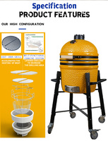 Barbecue Kamado Auplex compact 15 pouces, portable, en céramique, au charbon de bois, pour le camping et la terrasse