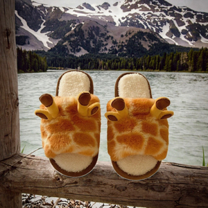 Autunno inverno accogliente <span class=keywords><strong>casa</strong></span> giraffa stile di pelliccia per le pantofole per le ragazze Open Toe interni antiscivolo ricamato morbido caldo traspirante - Product Image 3