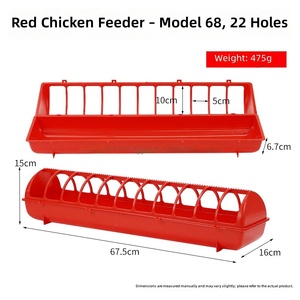 Mangeoire et <span class=keywords><strong>abreuvoir</strong></span> en plastique rouge à 22 trous pour poulets et cailles, pour l'élevage avicole - Product Image 3