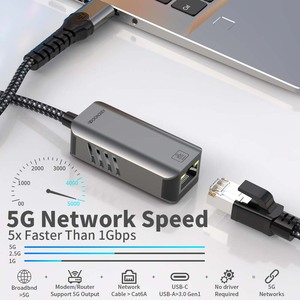 USB 3.0 Loại C <span class=keywords><strong>Ethernet</strong></span> Adapter 5gbps 2-in-1 RJ45 có dây Card mạng 5000Mbps LAN Adapter cho máy tính xách tay MacBook điện thoại di động bên ngoài - Product Image 3