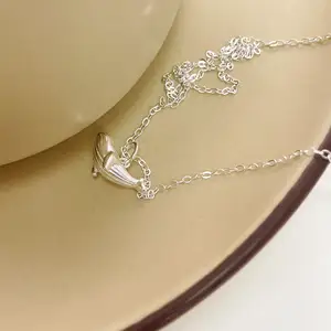 Fashion Beach Jewelry Women S925 Sterling Silver Cute Whale Necklace Ocean Animal Whale Pendant Necklace