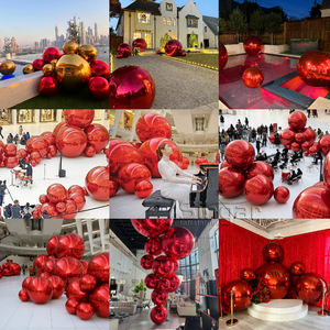 Hängende rote reflektierende Dekoration Giant Disco aufblasbarer Spiegel <span class=keywords><strong>Red</strong></span> Sphere Wedding Orb Ball in Rot 100cm - Product Image 2
