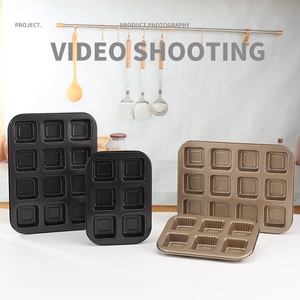 Molde para pan de 12 cavidades de acero al carbono Mini molde para hornear pasteles, pan, chocolate y <span class=keywords><strong>Brownie</strong></span> para panadería - Product Image 3