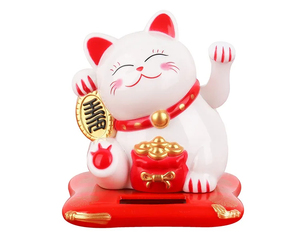 Solar Powered Modern Beckoning Cat <b>Ornament</b> for Home Office Decoration Birthday Gift - Product Image 1
