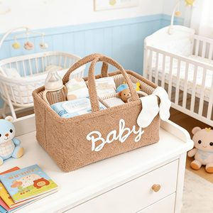 Cesta de Almacenamiento Multifuncional Cuadrada Vintage, Bolsa de Mano, Organizador de Pañales para Bebé con Asa - Product Image 1