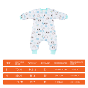 Sac de couchage pour bébé, jambe fendue avec manches amovibles, 3 tailles, sac de couchage en coton pour l'hiver - Product Image 2
