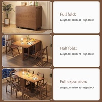 Ensemble table à manger rétractable en bois de caoutchouc massif table à manger pliante multifonctionnelle pour petits appartements