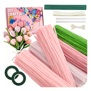Kit de loisirs créatifs pour enfants : Ensemble de 7 mm de nettoyeurs de pipe en velours de coton pour projets artistiques éducatifs DIY et fleurs faites à la main - Product Image 1