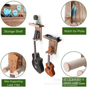 Estante de Pared para Guitarra de Madera Maciza, de Una Sola Capa, Color Retro, Estante de Almacenamiento para Sala de Estar - Product Image 5