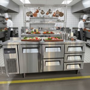 Frigorifero <span class=keywords><strong>da</strong></span> Lavoro Sottobanco per Cucina Commerciale in Acciaio Inox, Tavolo Refrigerato Raffreddato ad Aria con 3 <span class=keywords><strong>Cassetti</strong></span> per Ristorante - Product Image 3