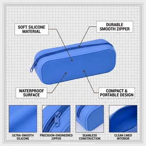 Logo personalizzato cancelleria Soft Zipper Lock School Case Pen Bag Office sacchetti per matite in Silicone con cerniera - Product Image 4