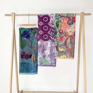 Écharpe carrée grande taille 110 x 110 cm, motif <span class=keywords><strong>peinture</strong></span> à l'huile vintage, en polyester imprimé, protection solaire estivale pour femme, châle - Product Image 4