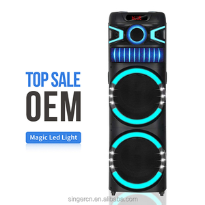 NDR-M22003 âm thanh mới kép 12 inch Điều khiển từ xa FM TWS LED Disco ánh sáng bằng gỗ 100W <span class=keywords><strong>Bluetooth</strong></span> loa lớn bên xe đẩy Loa - Product Image 3