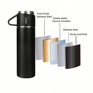 Coffrets cadeaux de tasses isothermes 500 ml à double paroi, en acier inoxydable, avec 2 couvercles supplémentaires - Product Image 4