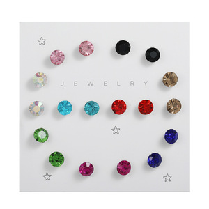 Fashion Jewelry Earring Studs Set Colorful Zircon <b>Round</b> Shape Steel <b>Post</b> Zinc Alloy Gift Occasion Yiwu Origin - Product Image 5