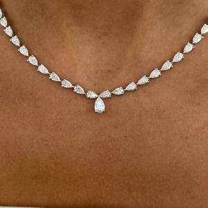 Glamoroso Collar de Tenis de Plata 925 con Moissanita Pera, Diseño de Lágrima, Elegante Joyería para Bodas y Fiestas, Regalo de Moda para Mujer - Product Image 1