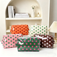 Trousse de Maquillage Tendance pour la Plage, Pochette Zippée pour Sac à Main, Trousse de Voyage Portable en PVC à Motif Pois