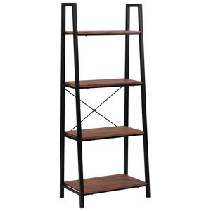 Modern Minimalist Ladder Bookshelf Solid <b>Wood</b> Metal Frame Freestanding Storage <b>Shelf</b> For Home Office Display - Product Image 4