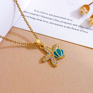 Collar de la serie Ocean Starfish antidesvanecimiento, diseño minimalista, cadena para clavícula, regalo de joyería para mujer, ideal para vacaciones en la playa. - Product Image 5
