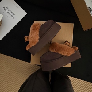 Thick-soled home shearling lace-up <strong>slippers</strong> snow <strong>boots</strong> women's <strong>boots</strong> <strong>furry</strong> <strong>slippers</strong> - Product Image 2