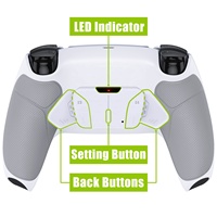 Kit de remap RISE4 remappable à poignée caoutchoutée blanche pour PS5 avec carte de mise à niveau et coque arrière et bouton arrière pour contrôleur PS5