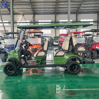 Voiturette de golf électrique 6 places, batterie lithium 72V, chariot de chasse tout-terrain avec pare-brise et phares LED, vente directe usine