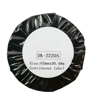 DK-22205 Label Roll-62มม. X 30.48ม.-สีดำบนสติกเกอร์ไวต่อความร้อนสีขาวสำหรับเครื่องพิมพ์ Brother QL