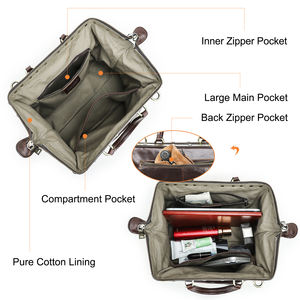 กระเป๋าหมอสไตล์วินเทจสำหรับผู้หญิง กระเป๋าถือขนาดใหญ่พร้อมโครงโลหะ หนังแท้คุณภาพสูง กระเป๋าสะพายข้างสำหรับผู้หญิง - Product Image 5