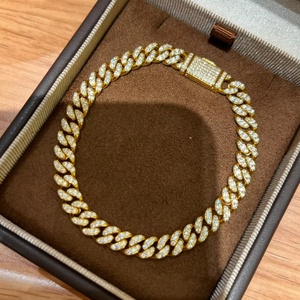 สร้อยคอแฟชั่นแบบ Cuban Link ชุบโรเดียมเงินแท้ 925 ประดับโมอิสซาไนต์ ขนาด 10/12/14/18/20 มม.  สำหรับทั้งชายและหญิง - Product Image 1