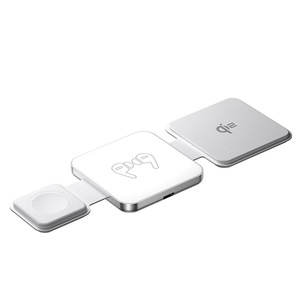 Chargeur sans fil ILEPO 3 en 1 Qi2 15W, chargeur de bureau pliable magnétique en alliage d'aluminium pour écouteurs avec lampe - Product Image 2