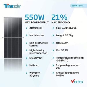 Paneles Solares Trina Solar de 210 mm, Celdas Cortadas por la Mitad, 540 W, TSM-540DE19, para Uso Doméstico de Nivel 1, al Precio Más Bajo - Product Image 4