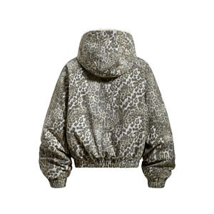 Blouson matelassé vintage à imprimé léopard, coupe courte et ample, unisexe, pour homme et femme, idéal pour l'hiver - Product Image 3