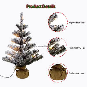Árbol de Navidad Artificial Preiluminado Ecológico de 60 cm (alto) con Nieve Artificial de PVC, Base de Lona con Funcionamiento a Pilas para Hogar, Hotel, Oficina, Fiesta - Product Image 3