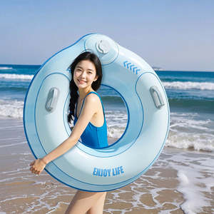 Grand flotteur <span class=keywords><strong>de</strong></span> piscine <span class=keywords><strong>gonflable</strong></span> pour adulte, épais, avec double port d'air et poignée, <span class=keywords><strong>bouée</strong></span> <span class=keywords><strong>de</strong></span> <span class=keywords><strong>sauvetage</strong></span> circulaire portable - Product Image 2