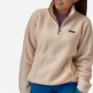 <span class=keywords><strong>Pull</strong></span>-Over <span class=keywords><strong>Femme</strong></span> Personnalisé en <span class=keywords><strong>Polaire</strong></span> Surdimensionné avec Fermeture Éclair 1/4, Modèle Tricoté Épais - Product Image 2