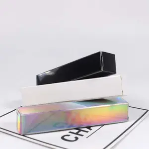 Laser Lip Gloss Tube Paper Box Custom Logo White Black Folding Lipstick Packaging Box