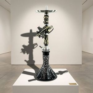 Modern Stainless Steel <b>Hookah</b> Lacquer Finish Shisha <b>Pipe</b> Mirror Craft Black Gold Gift Set for Bar Travel - Product Image 5