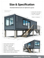 Maison préfabriquée en conteneur de 20 pieds ou 40 pieds, maison modulaire en acier prête à l'emploi pour les centres de glamping
